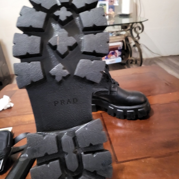 Prada Monolith Leather and Re-Nylon Boots with Pouch - Picture 8 of 16